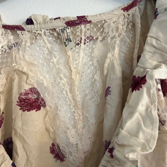 Intimately Free People Body Suit Lace Ruffle Floral White Women’s S - Picture 8 of 10